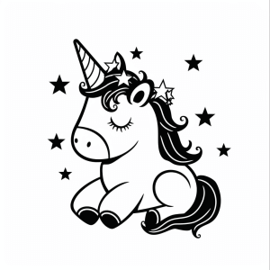 Unicorn with sparkling stars - Unicorn in a starry glow to color in