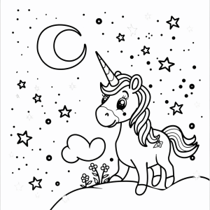 Unicorn with sparkling stars - Unicorn and twinkling stars - magical painting fun