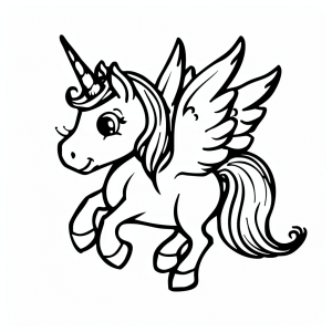 Unicorn with wings (Pegacorn) - Colorful flying unicorn - coloring fun for children