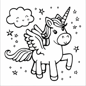 Unicorn with wings (Pegacorn) - Magical pegacorn to color in