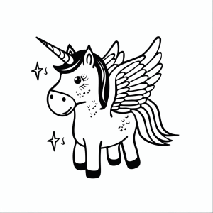 Unicorn with wings (Pegacorn) - Flying unicorn - Wonderland coloring fun