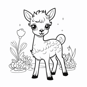 Vendor - Cute alpaca coloring picture