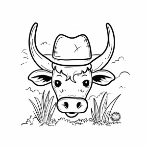 Western hero in the main street - Wild West Cow Sheriff Coloring Picture