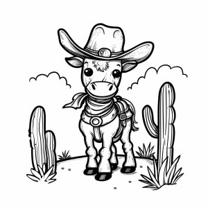 Western hero in the main street - Cowboy adventure in the desert to color in