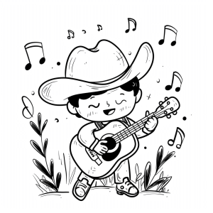 Western music and dance - Cowboy music adventure coloring page