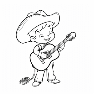 Western music and dance - Cowboy Music Adventure Coloring Page