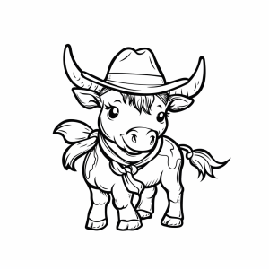 Western saddle detail - Cowboy bull coloring page