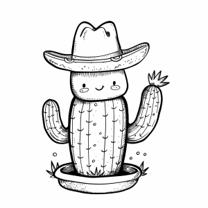 Western saddle detail - Western cactus coloring page for kids