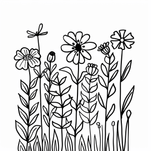 Wildflowers at the edge of the forest - Wildflowers at the edge of the forest coloring page