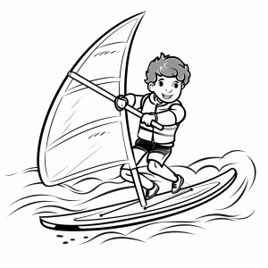 Windsurfing - Windsurfing adventure coloring page for kids